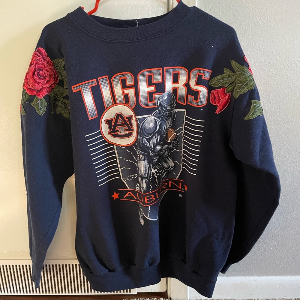Furst of a Kind Auburn Tigers Pullover with Roses Embroidered
